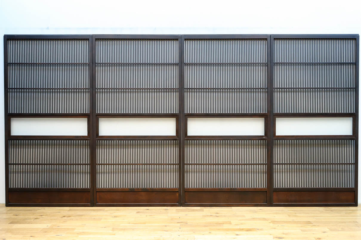 幅897ミリ　横モールガラス窓で煌びやかな面持ちの大阪格子戸　F8458　在庫4枚