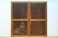 唐獅子の親子に牡丹を添えた歴史を重ねた味わい深い絵戸一組　F8481ab　在庫2枚一組