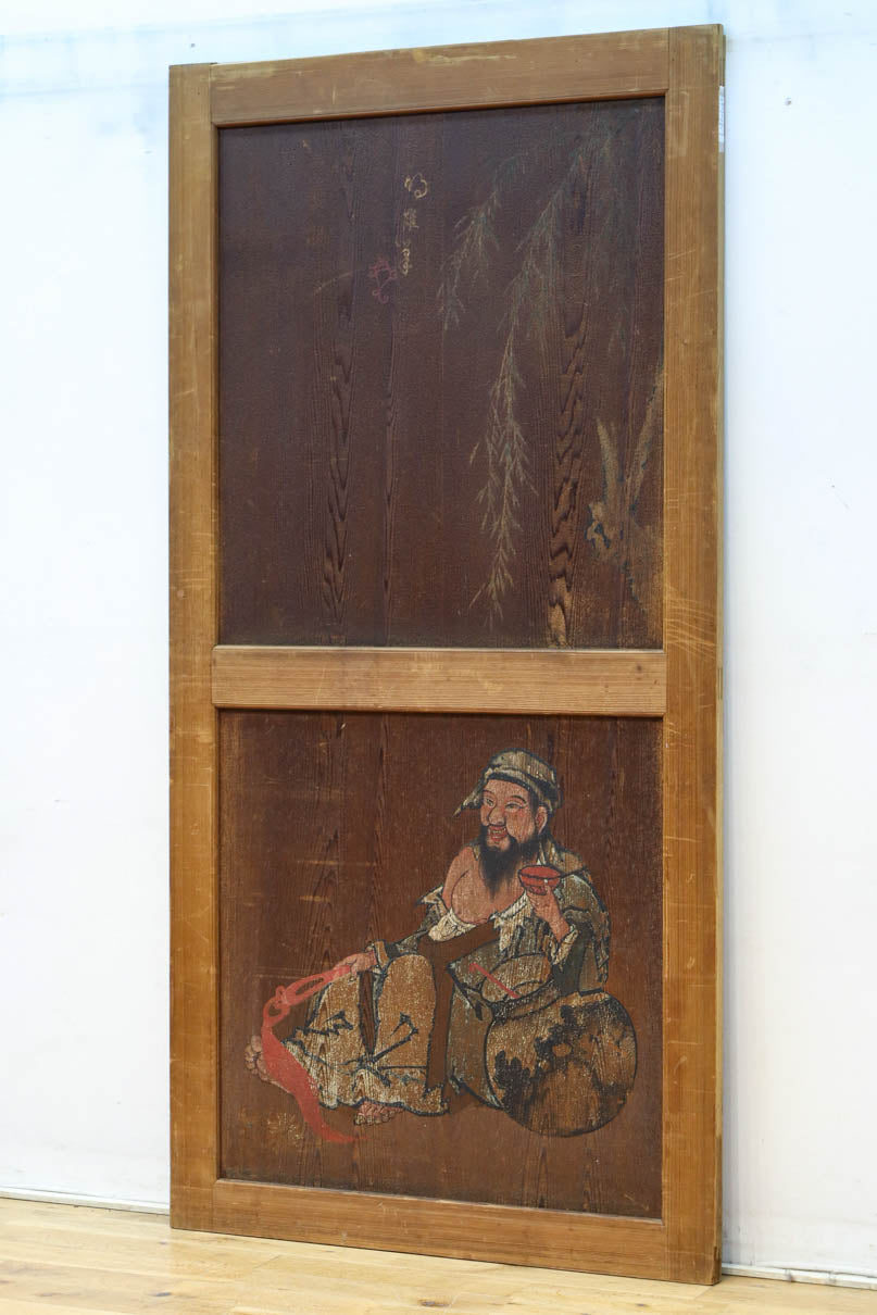 唐獅子の親子に牡丹を添えた歴史を重ねた味わい深い絵戸一組　F8481ab　在庫2枚一組