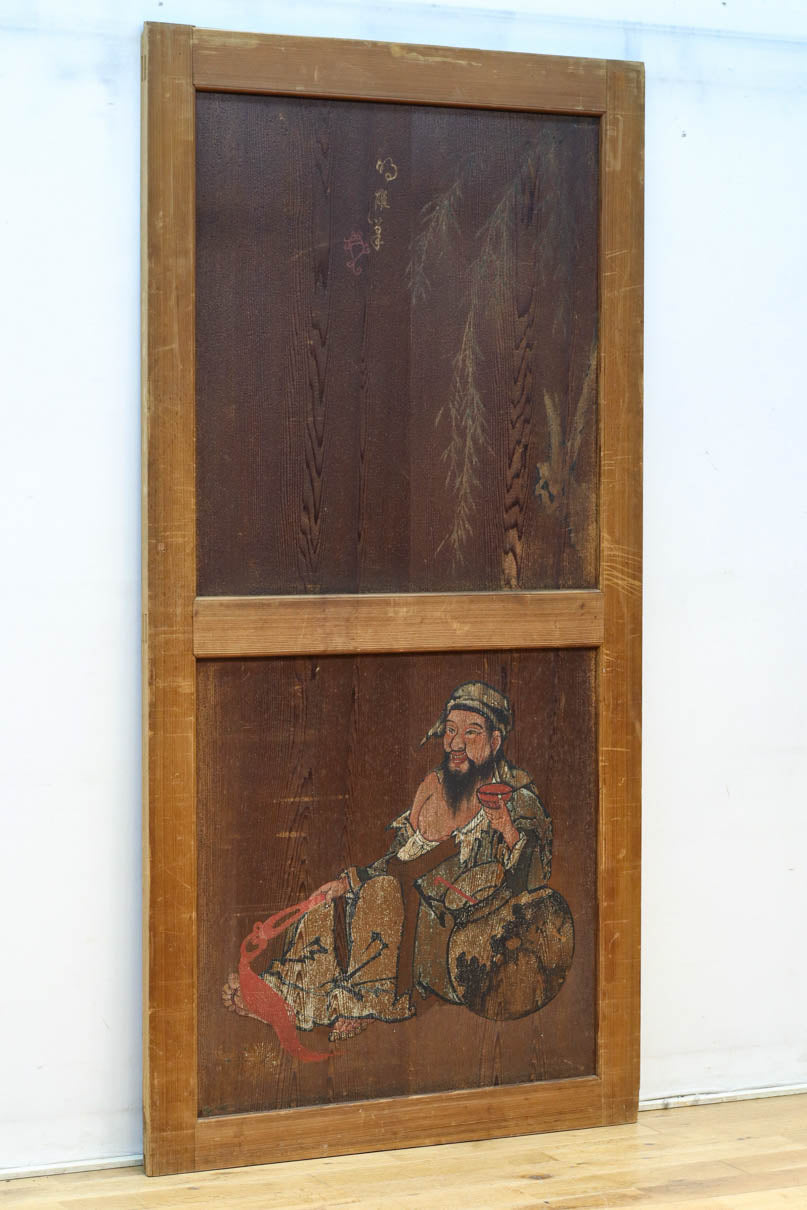 唐獅子の親子に牡丹を添えた歴史を重ねた味わい深い絵戸一組　F8481ab　在庫2枚一組