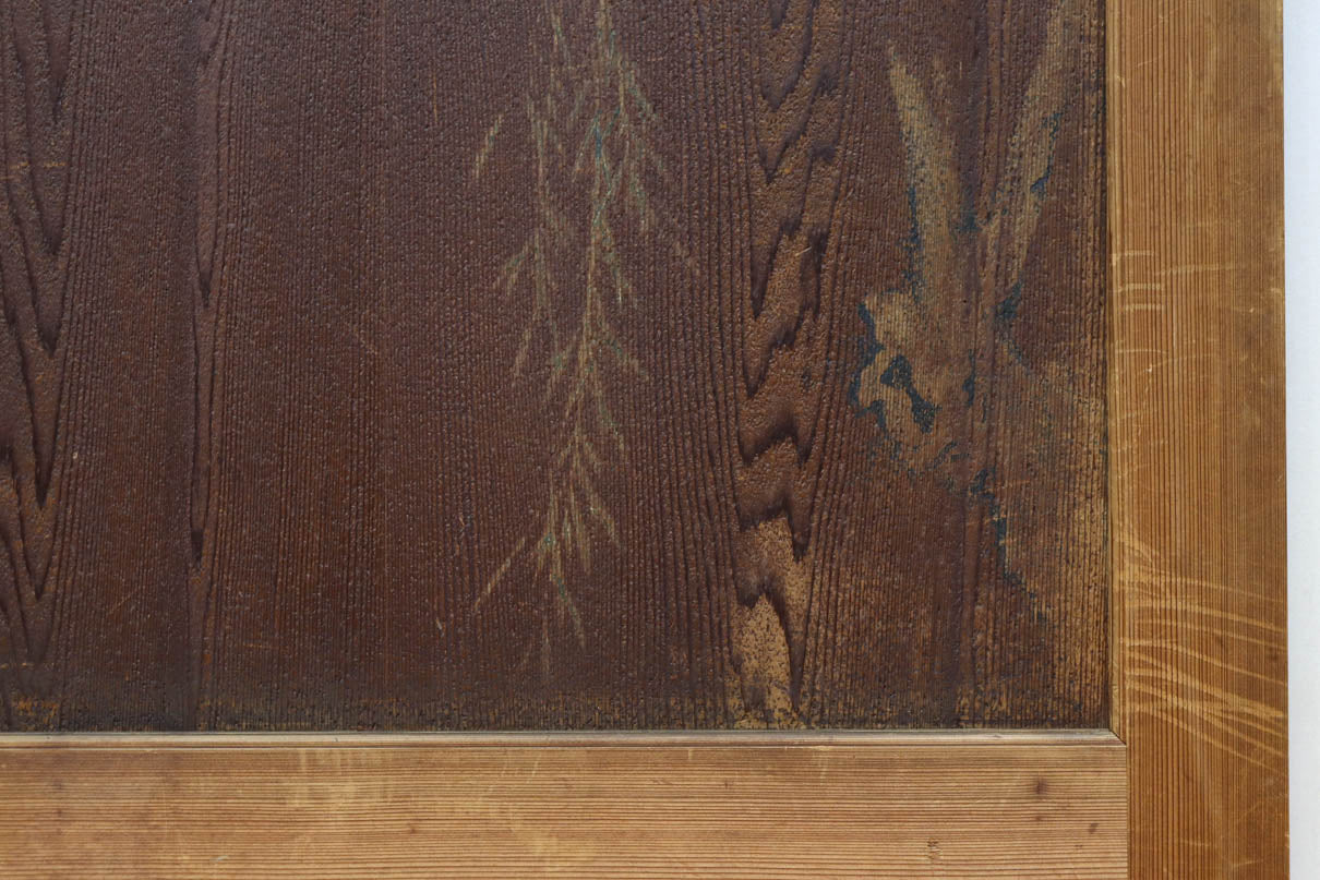 唐獅子の親子に牡丹を添えた歴史を重ねた味わい深い絵戸一組　F8481ab　在庫2枚一組