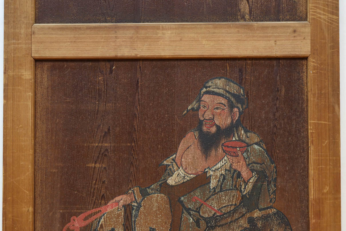 唐獅子の親子に牡丹を添えた歴史を重ねた味わい深い絵戸一組　F8481ab　在庫2枚一組