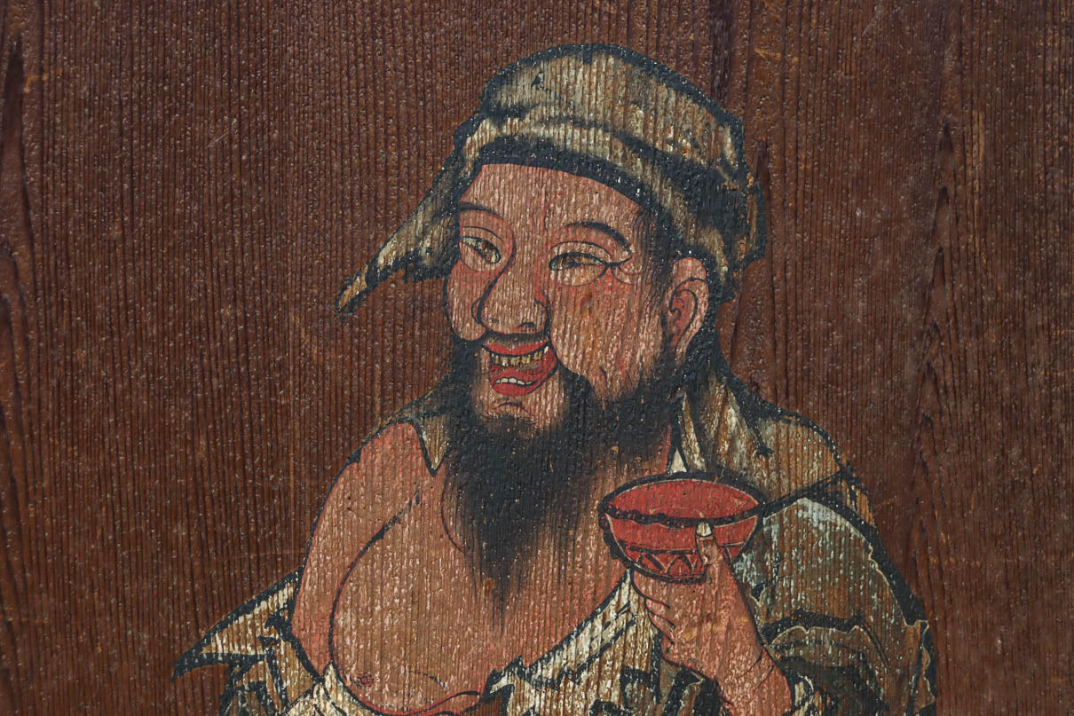 唐獅子の親子に牡丹を添えた歴史を重ねた味わい深い絵戸一組　F8481ab　在庫2枚一組