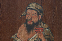 唐獅子の親子に牡丹を添えた歴史を重ねた味わい深い絵戸一組　F8481ab　在庫2枚一組