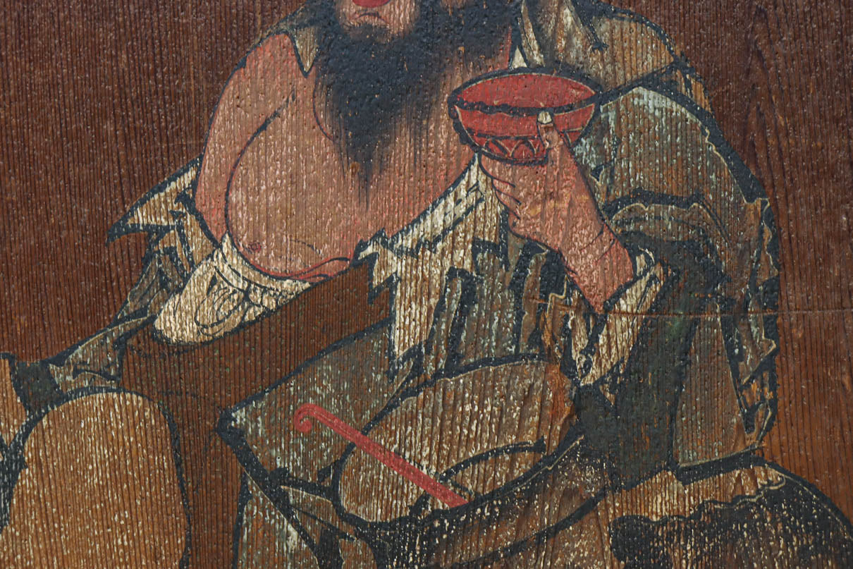 唐獅子の親子に牡丹を添えた歴史を重ねた味わい深い絵戸一組　F8481ab　在庫2枚一組