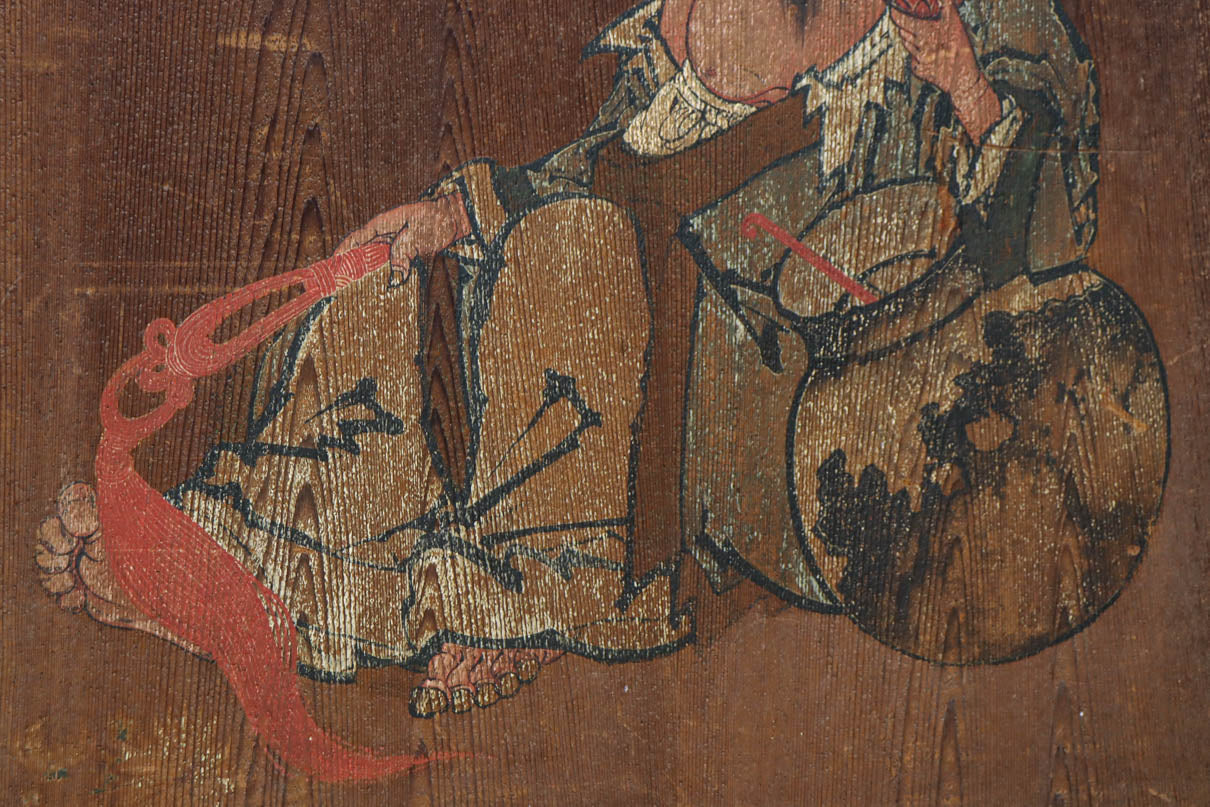 唐獅子の親子に牡丹を添えた歴史を重ねた味わい深い絵戸一組　F8481ab　在庫2枚一組