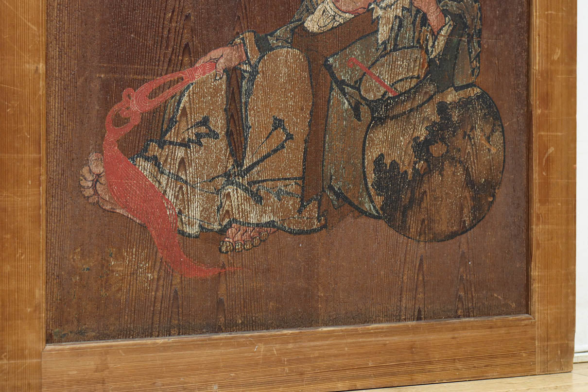 唐獅子の親子に牡丹を添えた歴史を重ねた味わい深い絵戸一組　F8481ab　在庫2枚一組