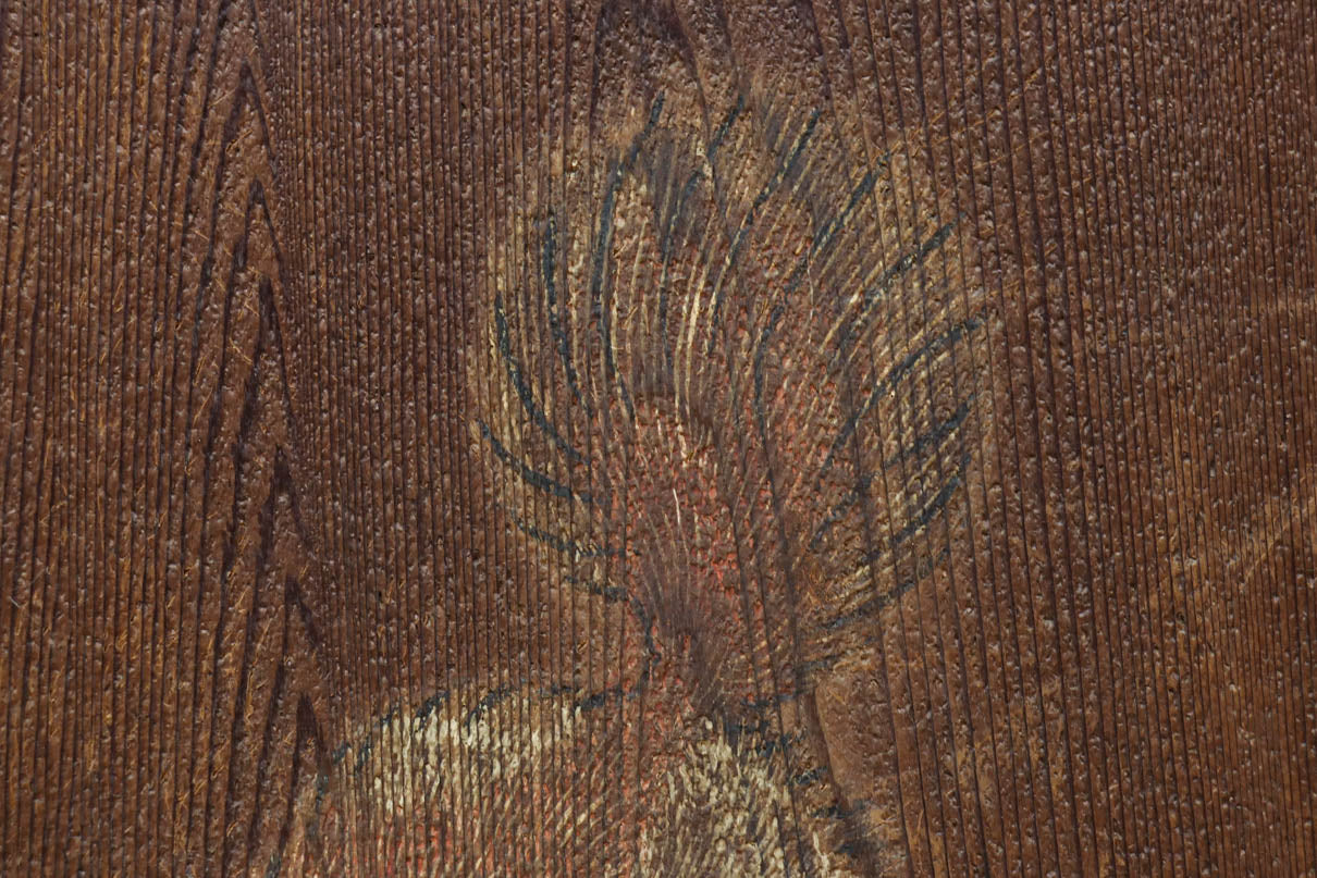 唐獅子の親子に牡丹を添えた歴史を重ねた味わい深い絵戸一組　F8481ab　在庫2枚一組