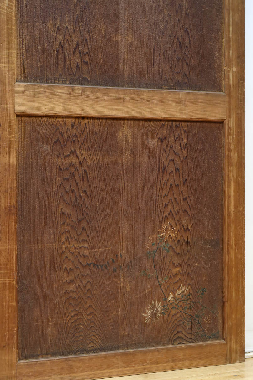 唐獅子の親子に牡丹を添えた歴史を重ねた味わい深い絵戸一組　F8481ab　在庫2枚一組