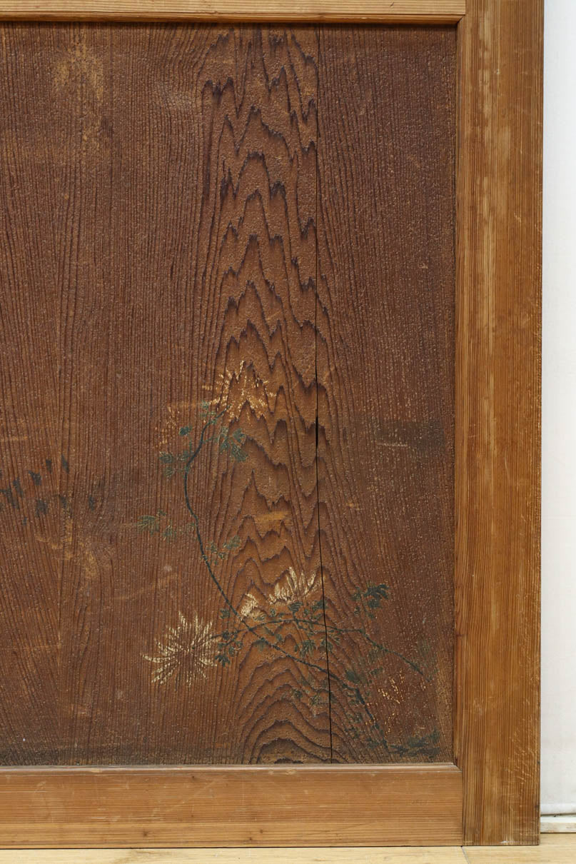 唐獅子の親子に牡丹を添えた歴史を重ねた味わい深い絵戸一組　F8481ab　在庫2枚一組