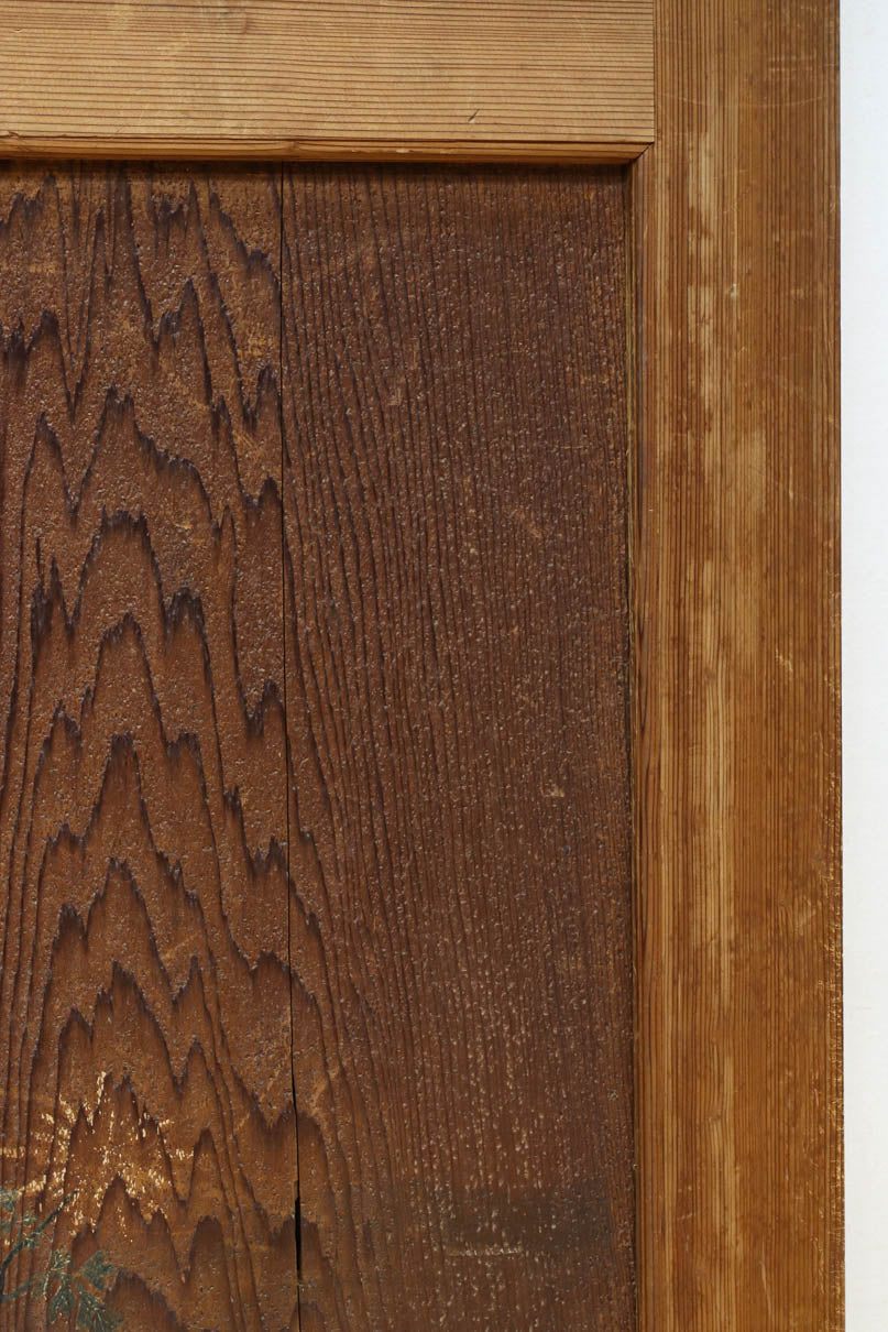 唐獅子の親子に牡丹を添えた歴史を重ねた味わい深い絵戸一組　F8481ab　在庫2枚一組