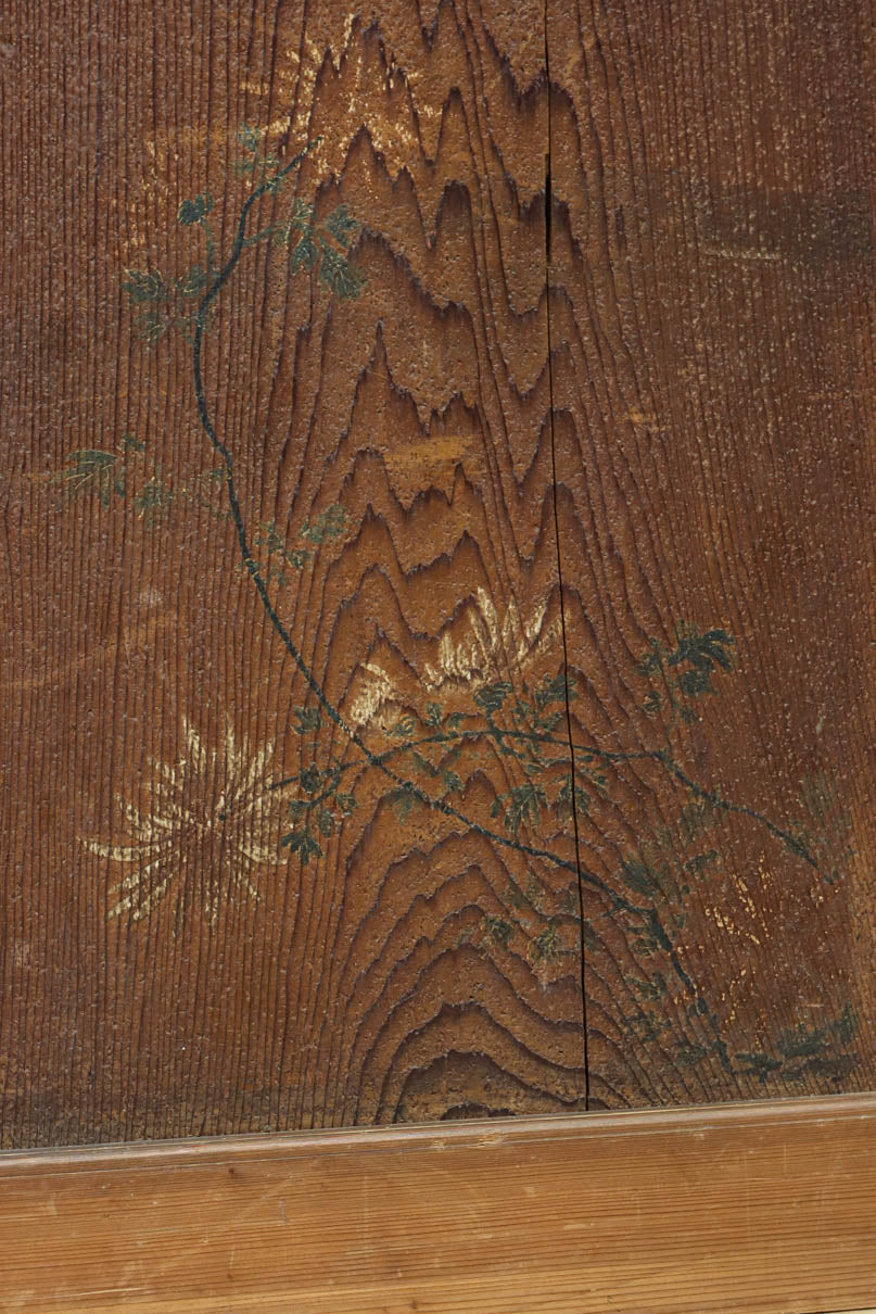 唐獅子の親子に牡丹を添えた歴史を重ねた味わい深い絵戸一組　F8481ab　在庫2枚一組