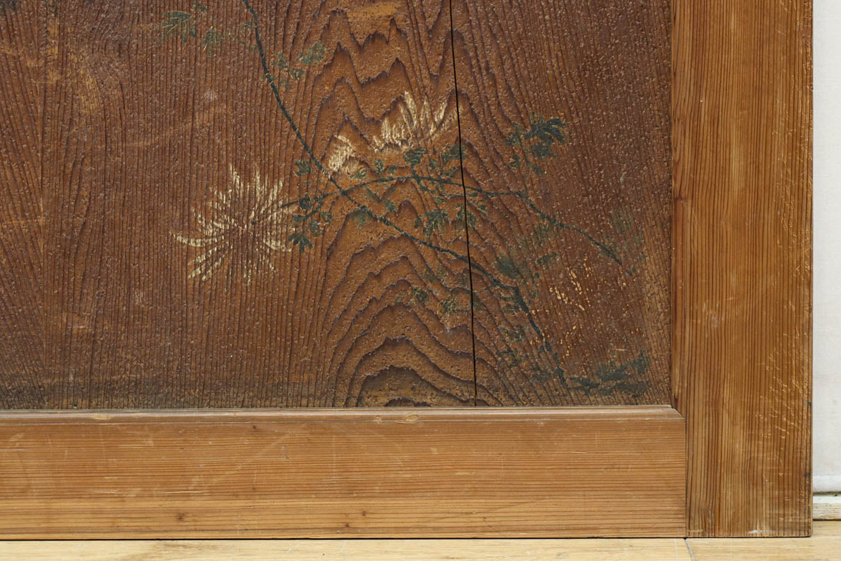 唐獅子の親子に牡丹を添えた歴史を重ねた味わい深い絵戸一組　F8481ab　在庫2枚一組