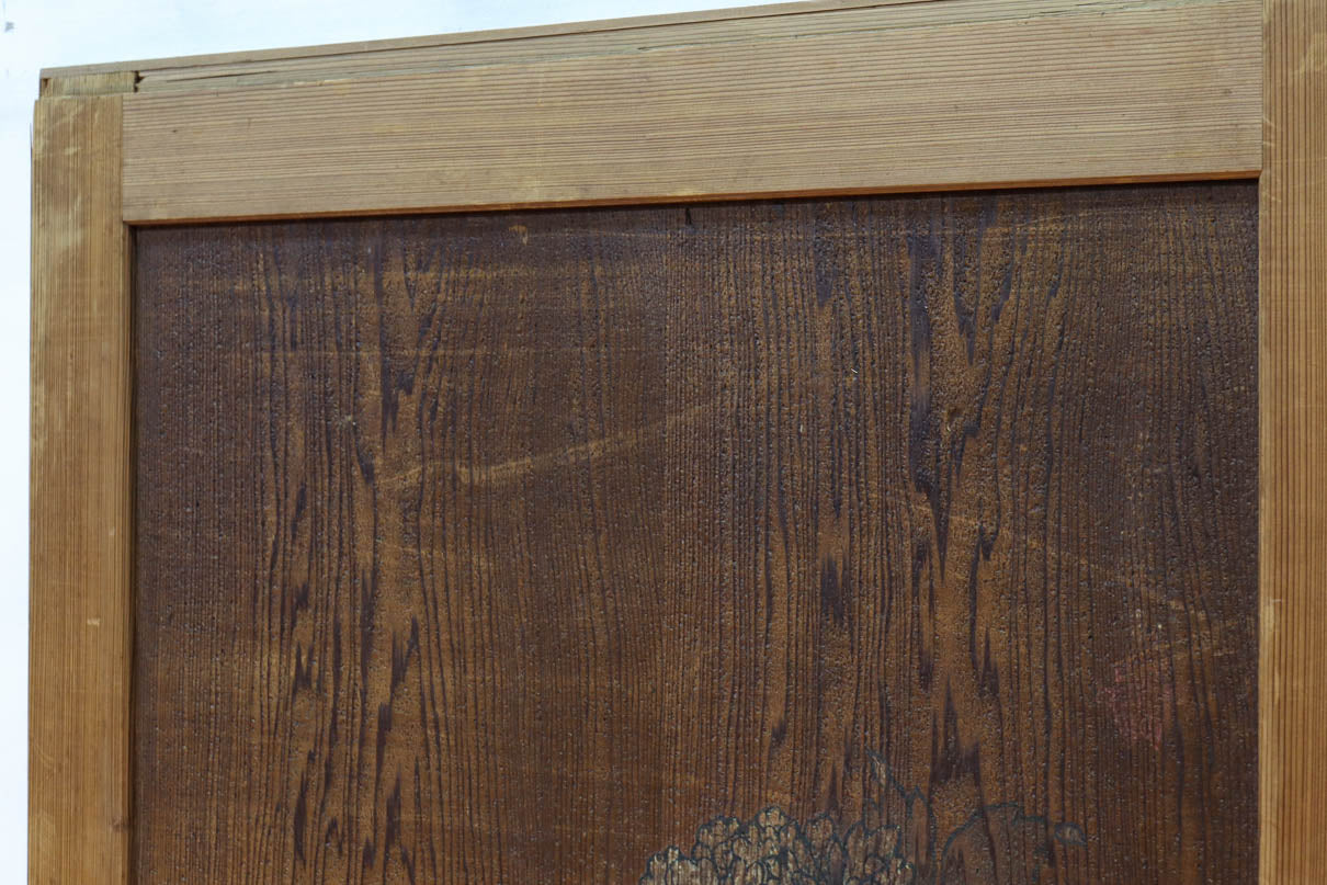 唐獅子の親子に牡丹を添えた歴史を重ねた味わい深い絵戸一組　F8481ab　在庫2枚一組