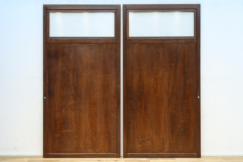 幅878ミリ　優美な杢目とモールガラスの温かみあるガラス戸　F8488　在庫1枚