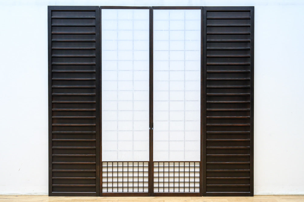 時代の風格ある舞良戸と障子戸の京町屋障子セット　F8511　在庫4枚1組