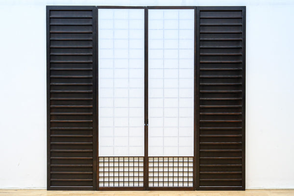 時代の風格ある舞良戸と障子戸の京町屋障子セット　F8511　在庫4枚1組