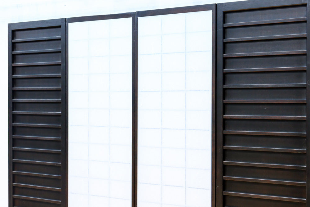 時代の風格ある舞良戸と障子戸の京町屋障子セット　F8511　在庫4枚1組