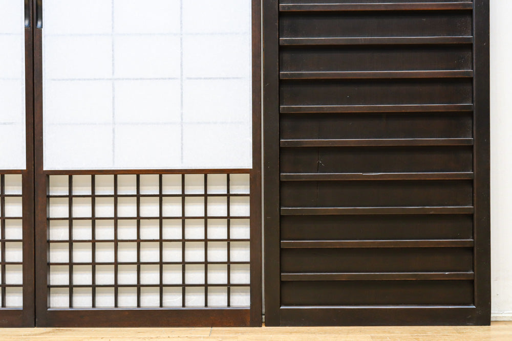 時代の風格ある舞良戸と障子戸の京町屋障子セット　F8511　在庫4枚1組