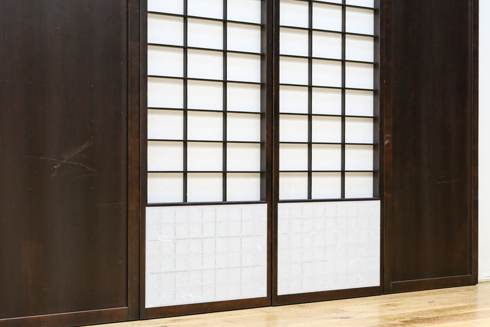 時代の風格ある舞良戸と障子戸の京町屋障子セット　F8511　在庫4枚1組