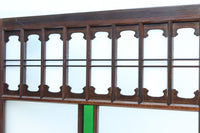 幅817ミリ　グリーンカラーの大きな十字枠が目を引くガラス戸　F8523　在庫1枚