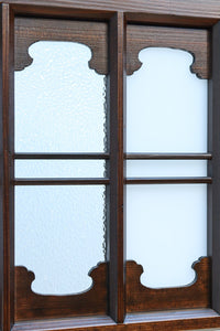 幅817ミリ　グリーンカラーの大きな十字枠が目を引くガラス戸　F8523　在庫1枚