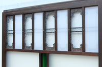 幅817ミリ　グリーンカラーの大きな十字枠が目を引くガラス戸　F8523　在庫1枚