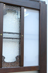 幅817ミリ　グリーンカラーの大きな十字枠が目を引くガラス戸　F8523　在庫1枚