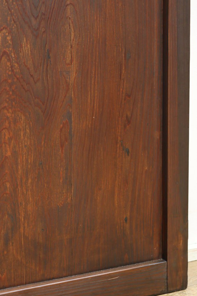 幅817ミリ　グリーンカラーの大きな十字枠が目を引くガラス戸　F8523　在庫1枚