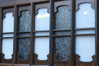 幅817ミリ　グリーンカラーの大きな十字枠が目を引くガラス戸　F8523　在庫1枚