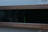 幅817ミリ　グリーンカラーの大きな十字枠が目を引くガラス戸　F8523　在庫1枚