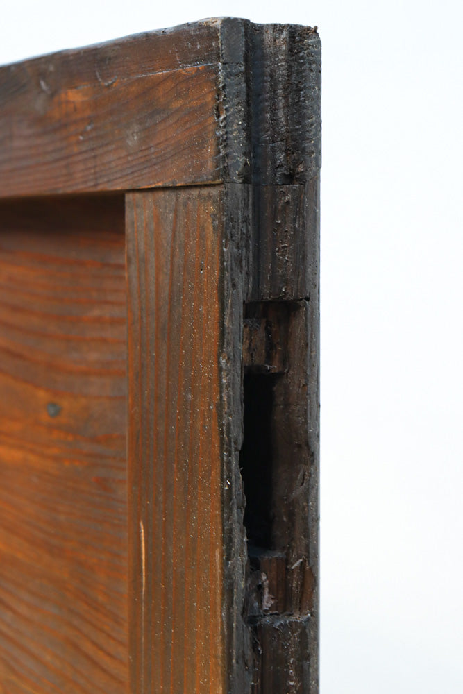 幅817ミリ　グリーンカラーの大きな十字枠が目を引くガラス戸　F8523　在庫1枚