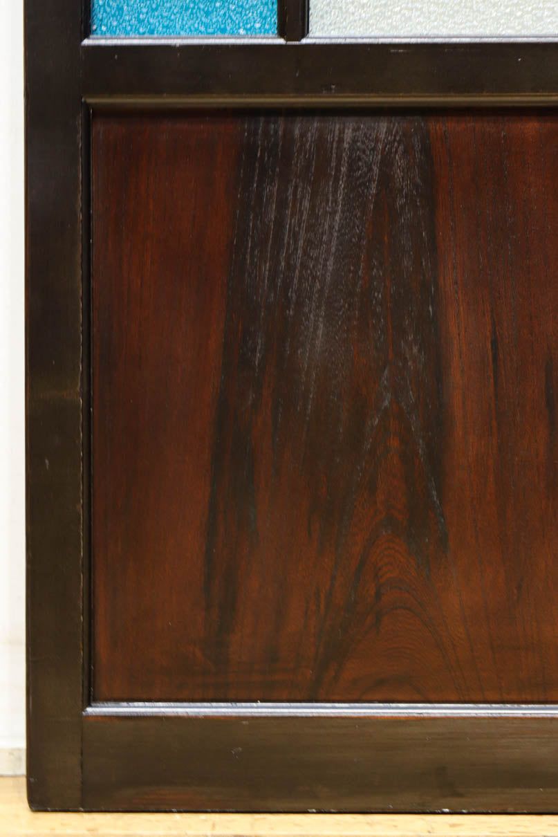 昭和レトロ!! 稀少ブルーのダイヤが可愛らしいガラス戸　F8537　在庫1枚