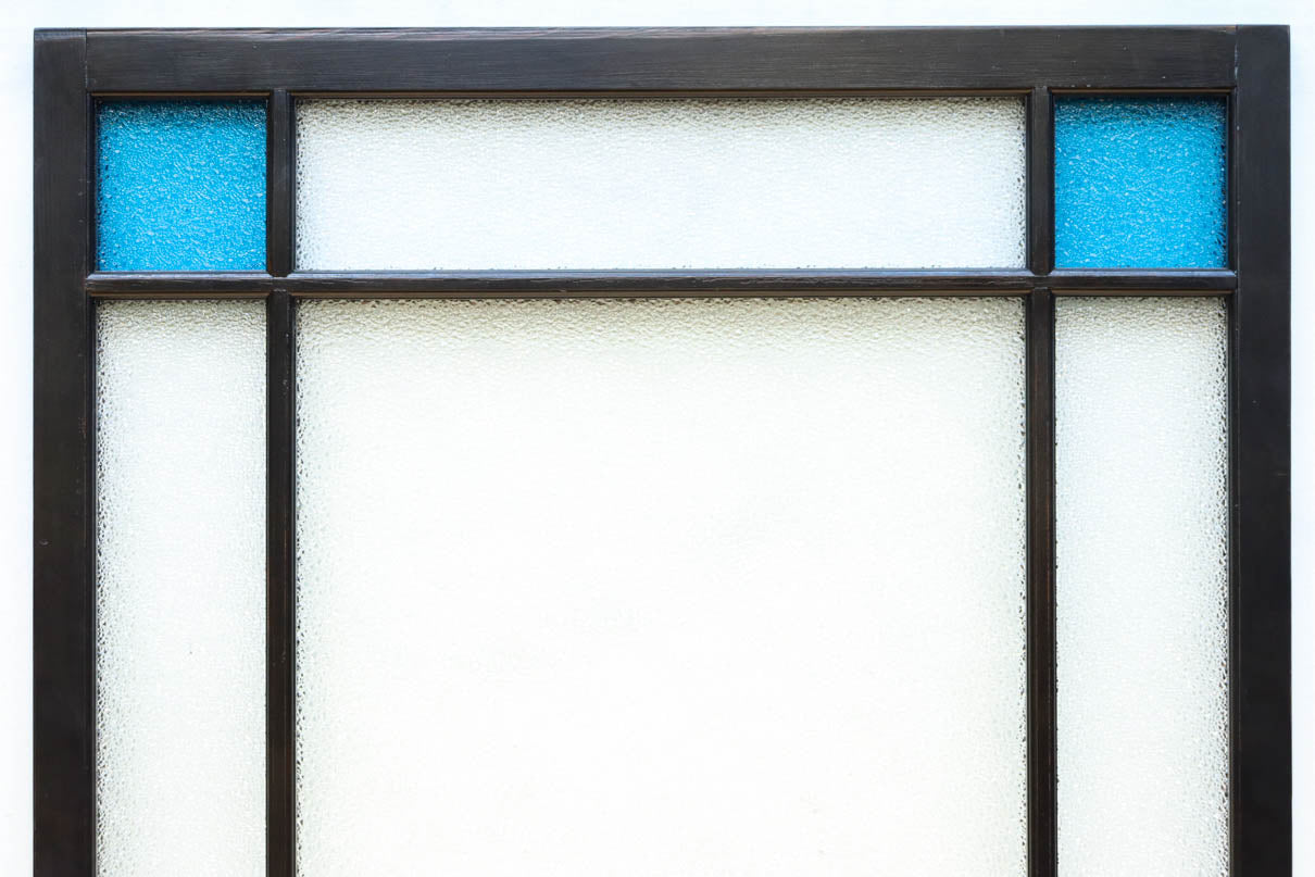 昭和レトロ!! 稀少ブルーのダイヤが可愛らしいガラス戸　F8537　在庫1枚