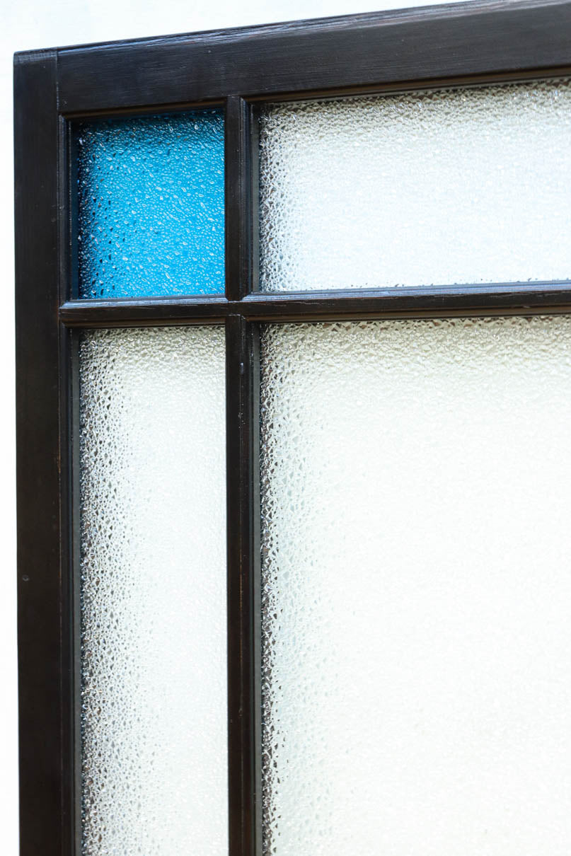 昭和レトロ!! 稀少ブルーのダイヤが可愛らしいガラス戸　F8537　在庫1枚