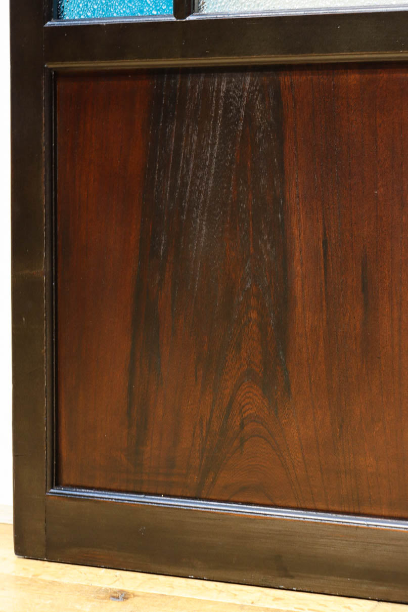 昭和レトロ!! 稀少ブルーのダイヤが可愛らしいガラス戸　F8537　在庫1枚