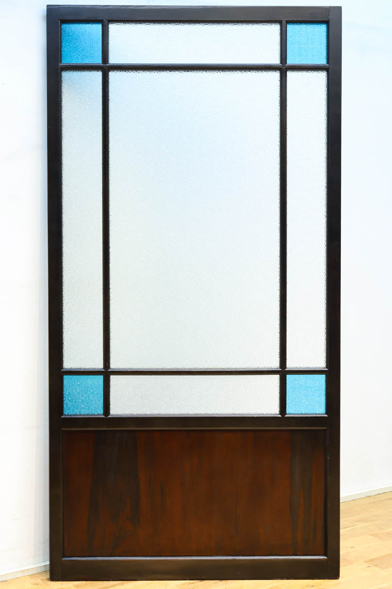 昭和レトロ!! 稀少ブルーのダイヤが可愛らしいガラス戸　F8537　在庫1枚