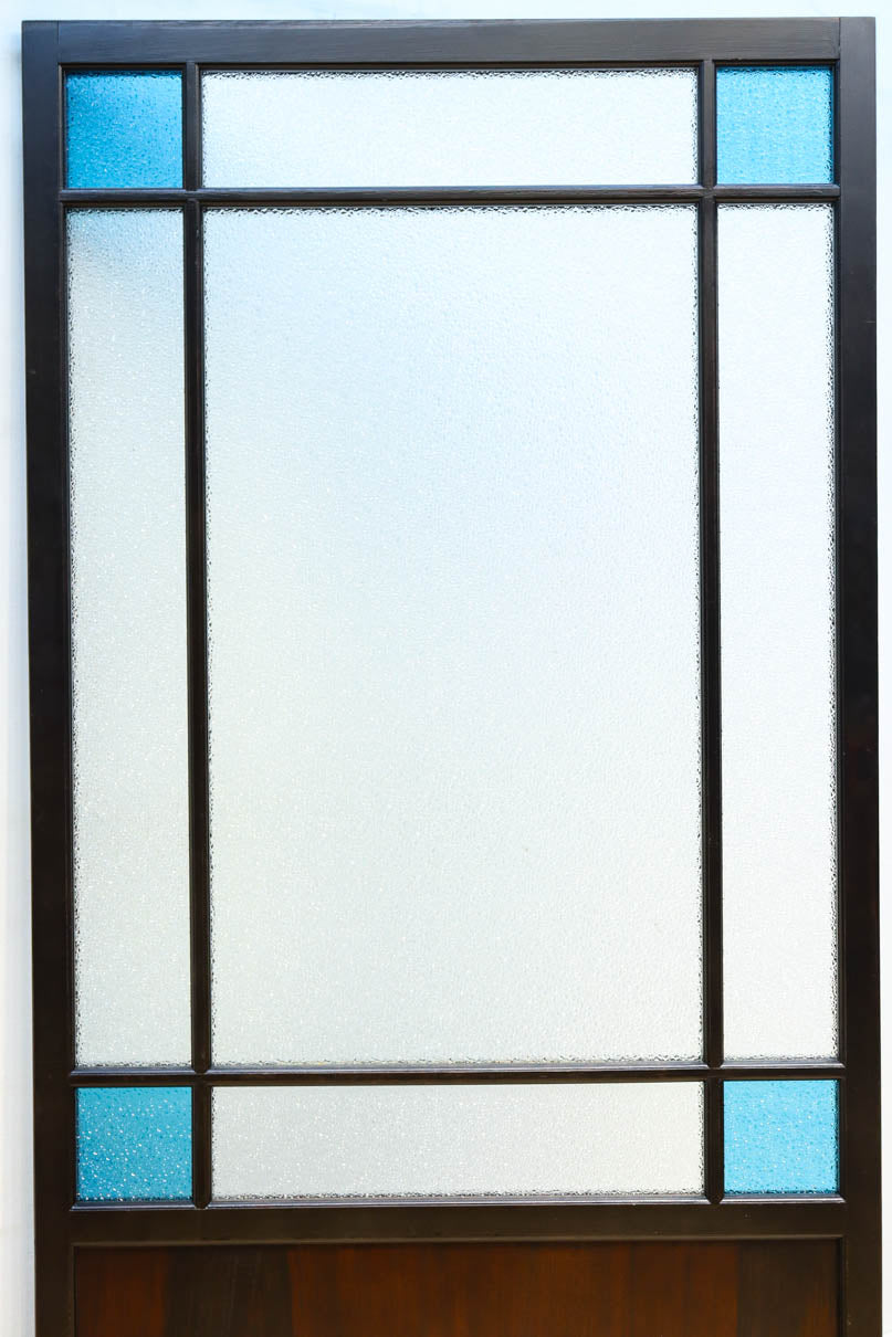 昭和レトロ!! 稀少ブルーのダイヤが可愛らしいガラス戸　F8537　在庫1枚