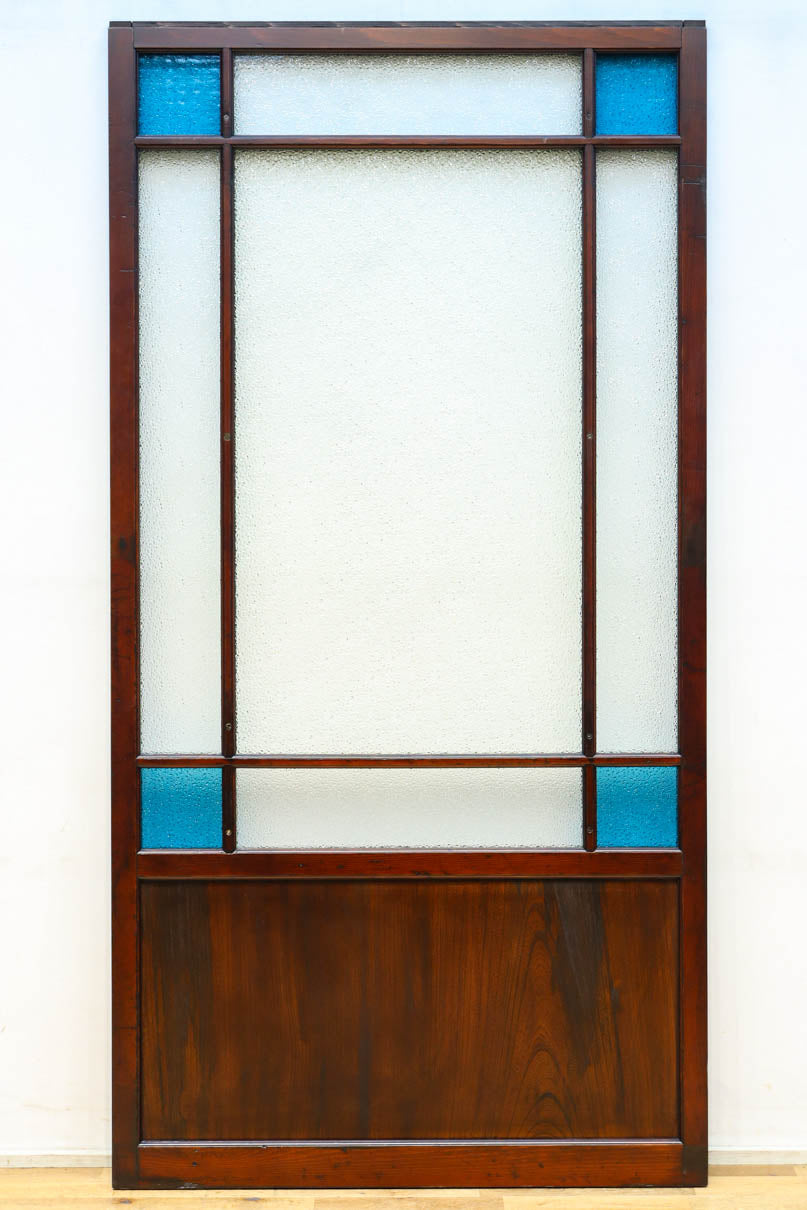 昭和レトロ!! 稀少ブルーのダイヤが可愛らしいガラス戸　F8537　在庫1枚