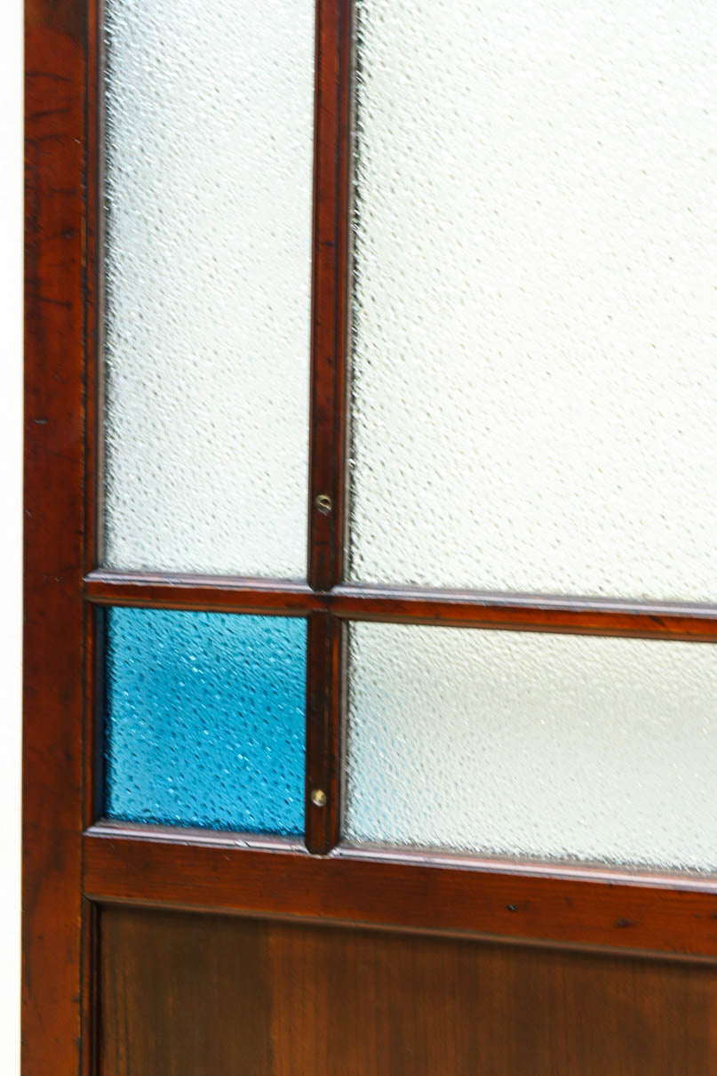 昭和レトロ!! 稀少ブルーのダイヤが可愛らしいガラス戸　F8537　在庫1枚