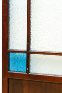 昭和レトロ!! 稀少ブルーのダイヤが可愛らしいガラス戸　F8537　在庫1枚