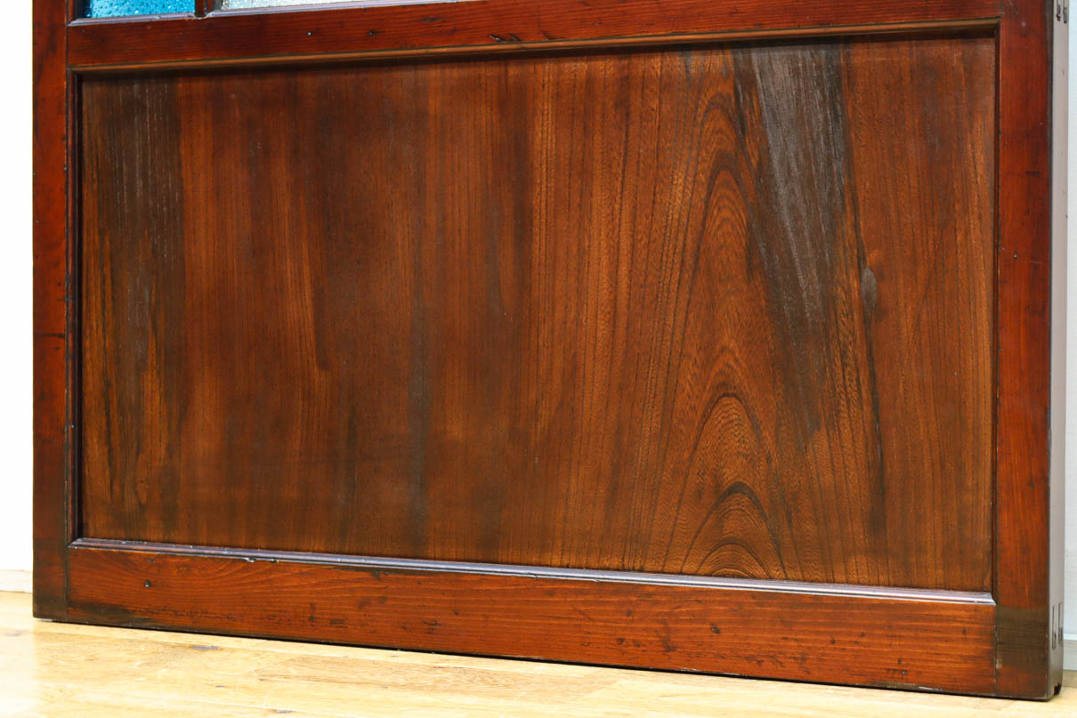 昭和レトロ!! 稀少ブルーのダイヤが可愛らしいガラス戸　F8537　在庫1枚