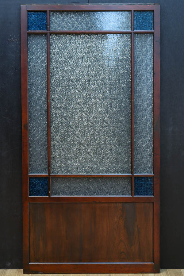 昭和レトロ!! 稀少ブルーのダイヤが可愛らしいガラス戸　F8537　在庫1枚