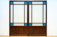 昭和レトロ!! 稀少ブルーのダイヤが可愛らしいガラス戸　F8537　在庫1枚