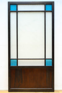 昭和レトロ!! 稀少ブルーのダイヤが可愛らしいガラス戸　F8537　在庫1枚