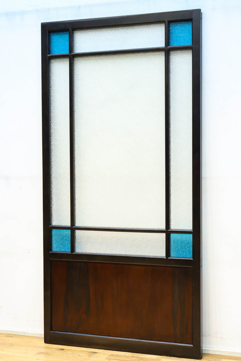 昭和レトロ!! 稀少ブルーのダイヤが可愛らしいガラス戸　F8537　在庫1枚