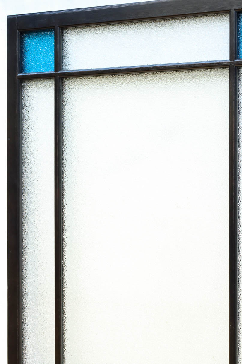 昭和レトロ!! 稀少ブルーのダイヤが可愛らしいガラス戸　F8537　在庫1枚