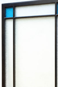 昭和レトロ!! 稀少ブルーのダイヤが可愛らしいガラス戸　F8537　在庫1枚