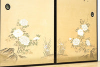 清楚な花模様を描いた丁寧な造りの襖戸　F8563　在庫2枚一組