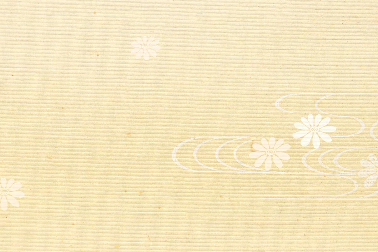 清楚な花模様を描いた丁寧な造りの襖戸　F8563　在庫2枚一組